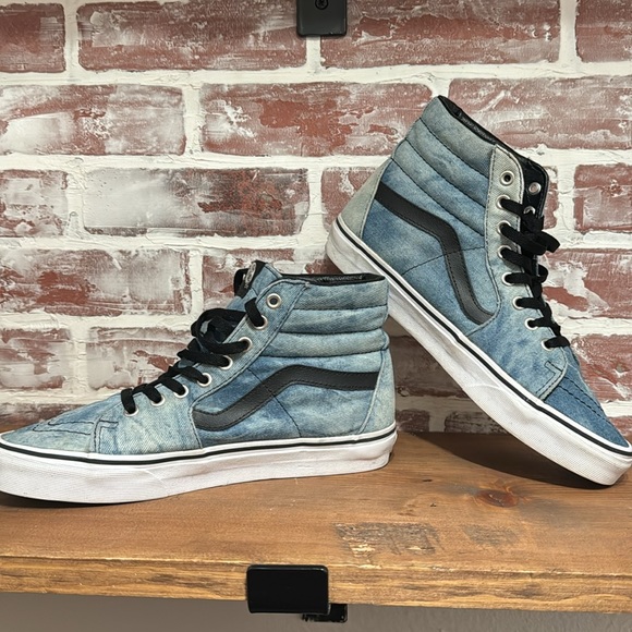 Vans Sk8 Hi Denim Patches Acid Wash Women’s Sz 10 - Picture 9 of 11